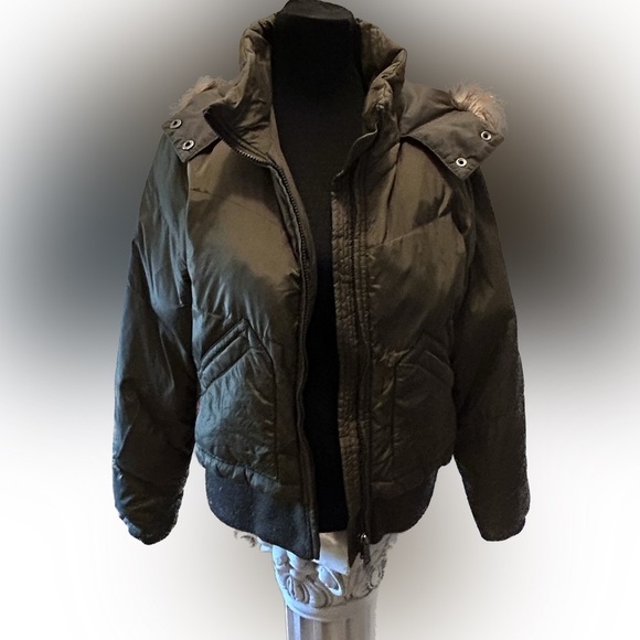 Levis coat Women’s Duck Down Faux Fur Hooded Parka Jacket L - Picture 1 of 8